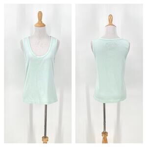ENZA COSTA Supima Cotton Tank Top Womens Medium Mint Green Scoop Sleeveless NEW